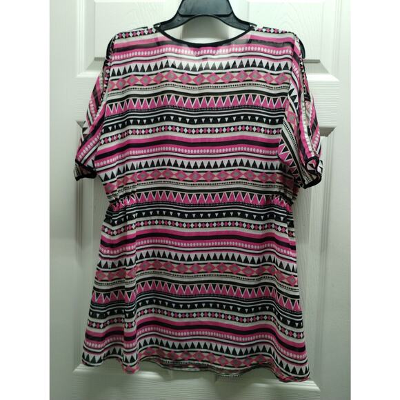 Fashion Tadka Size Medium Made in India Pink Black Geo Bathing SwimSuit Cover Up - Picture 3 of 10